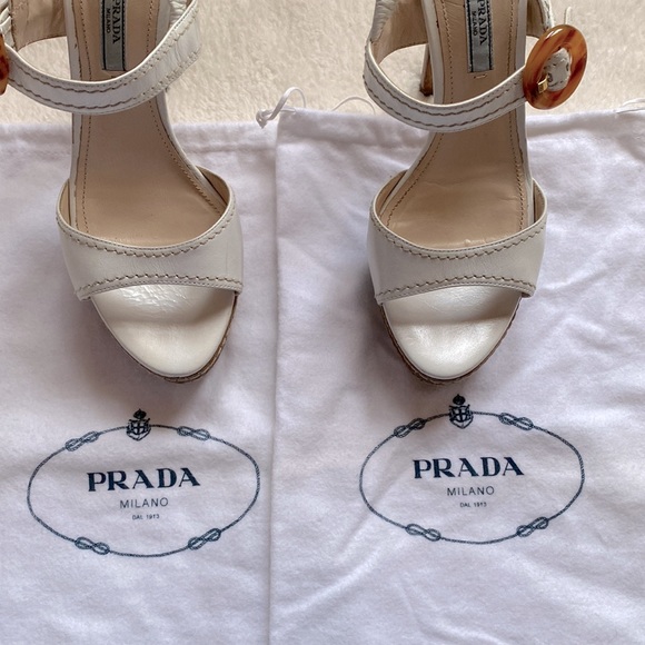 Authentic Prada White Ankle Strap Heels size 38 - Picture 12 of 16